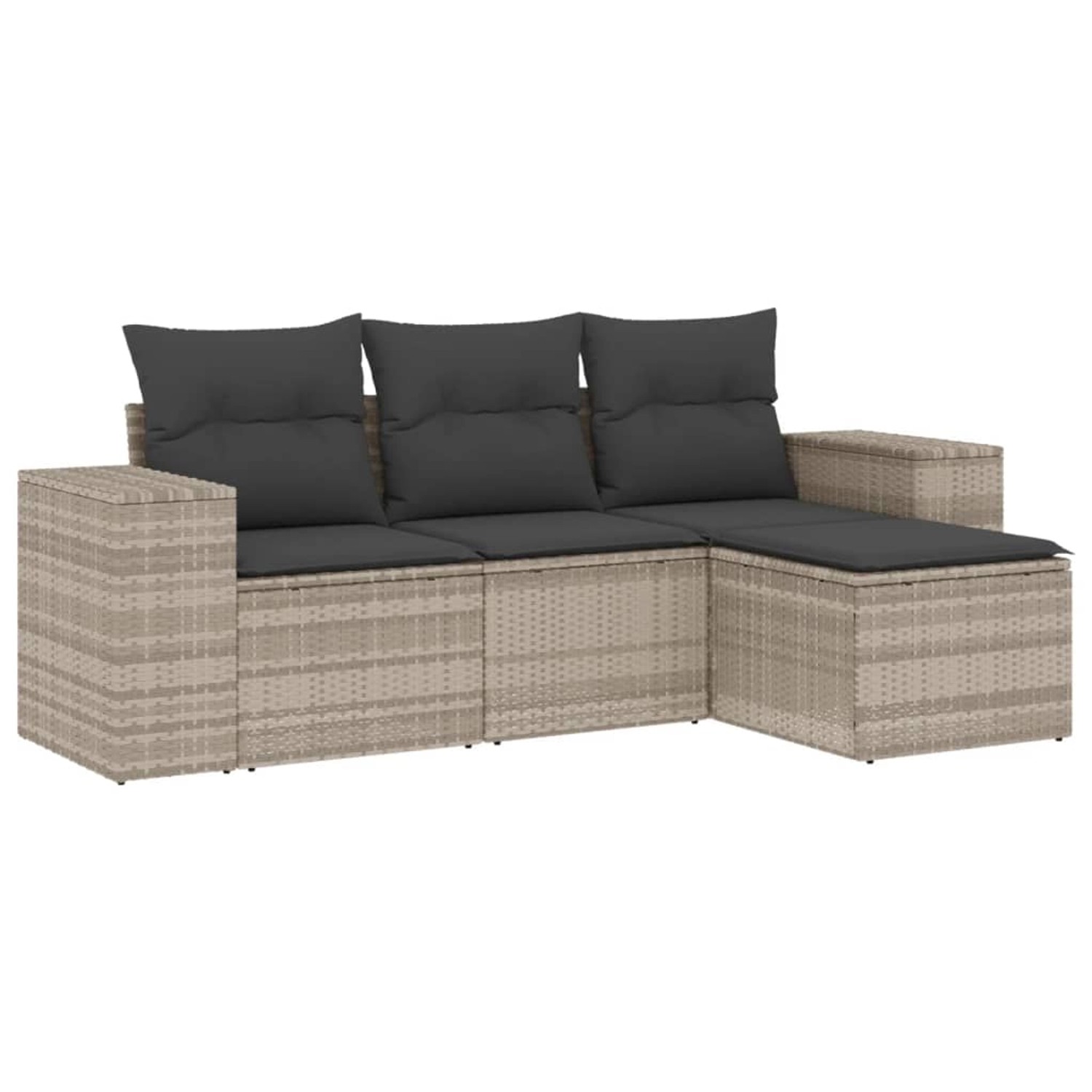 vidaXL 4-tlg Garten-Sofagarnitur mit Kissen Hellgrau Poly Rattan Modell 5 vidaXL 4-tlg Garten-Sofagarnitur mit Kissen Hellgrau Poly Rattan Modell 5 von VIDAXL