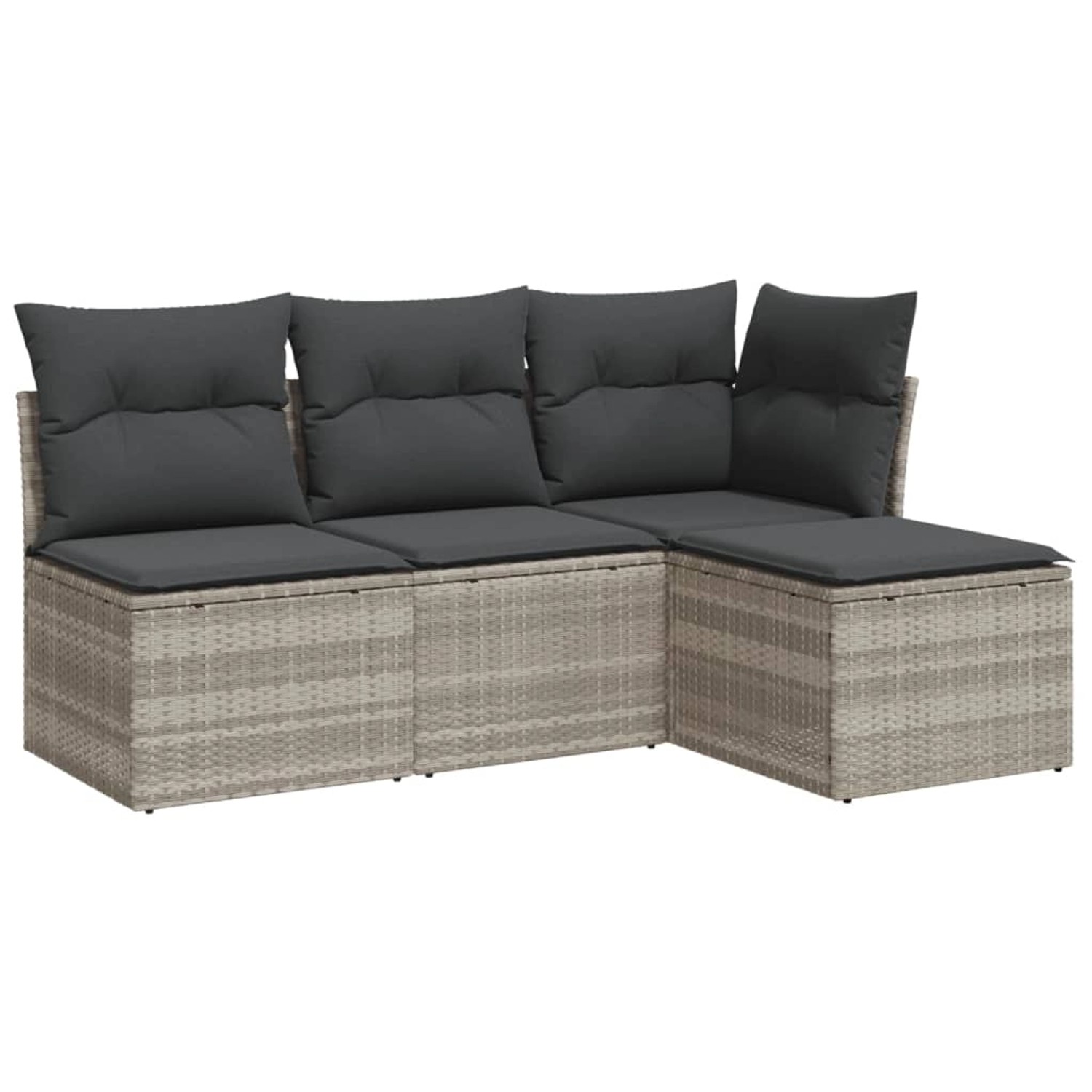 vidaXL 4-tlg Garten-Sofagarnitur mit Kissen Hellgrau Poly Rattan Modell 7 vidaXL 4-tlg Garten-Sofagarnitur mit Kissen Hellgrau Poly Rattan Modell 7 von VIDAXL