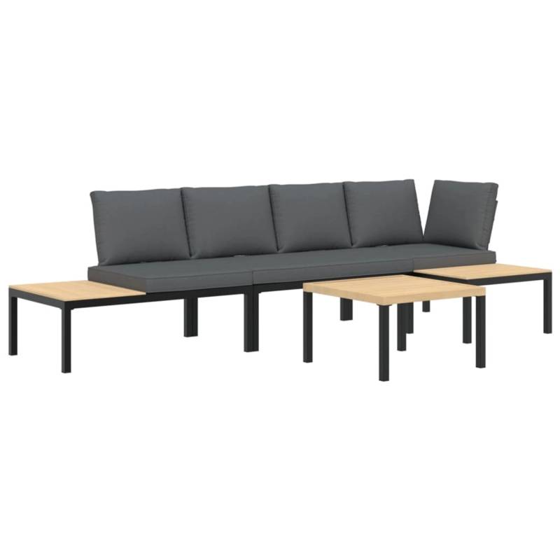 vidaXL 4-tlg Garten-Sofagarnitur mit Kissen Schwarz Aluminium Modell 2 von VIDAXL