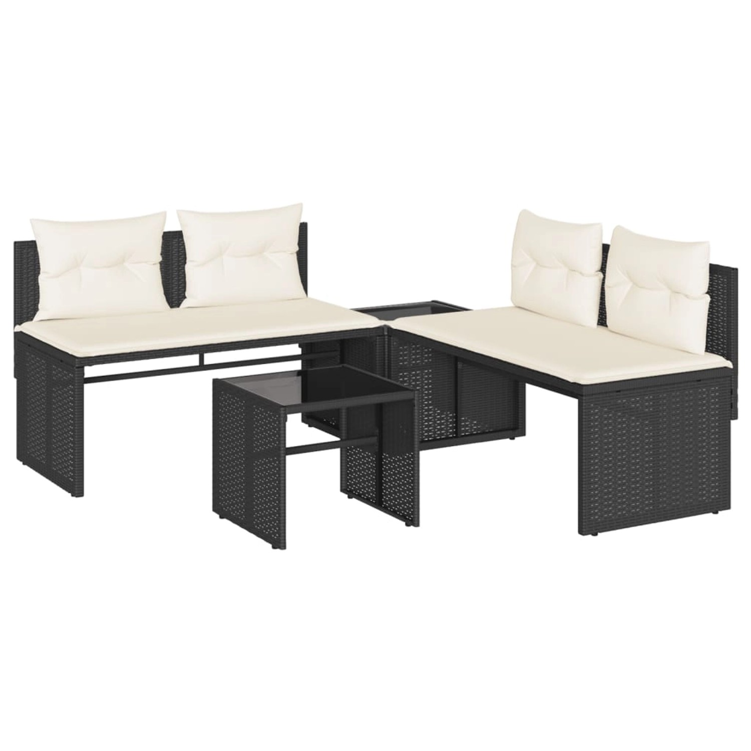 vidaXL 4-tlg Garten-Sofagarnitur mit Kissen Schwarz Poly Rattan Modell 73 vidaXL 4-tlg Garten-Sofagarnitur mit Kissen Schwarz Poly Rattan Modell 73 von VIDAXL