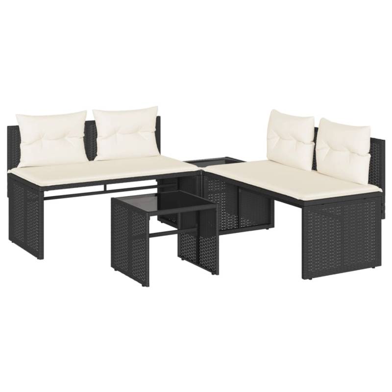 vidaXL 4-tlg Garten-Sofagarnitur mit Kissen Schwarz Poly Rattan Modell 73 von VIDAXL