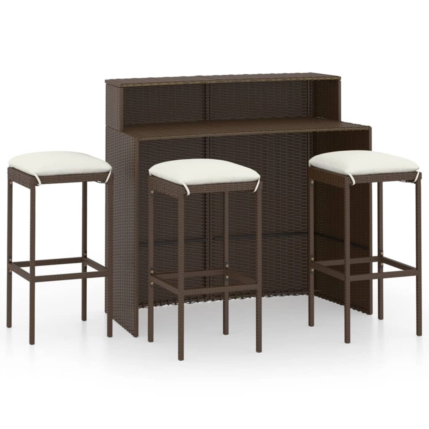 vidaXL 4-tlg Gartenbar-Set mit Kissen Braun vidaXL 4-tlg Gartenbar-Set mit Kissen Braun von VIDAXL