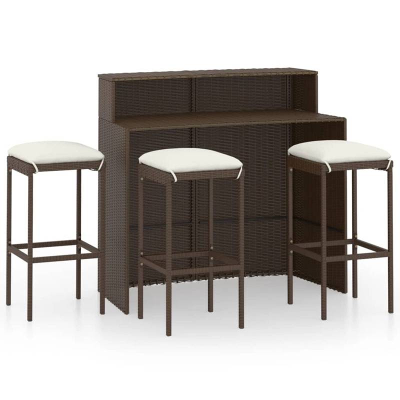 vidaXL 4-tlg Gartenbar-Set mit Kissen Braun von VIDAXL