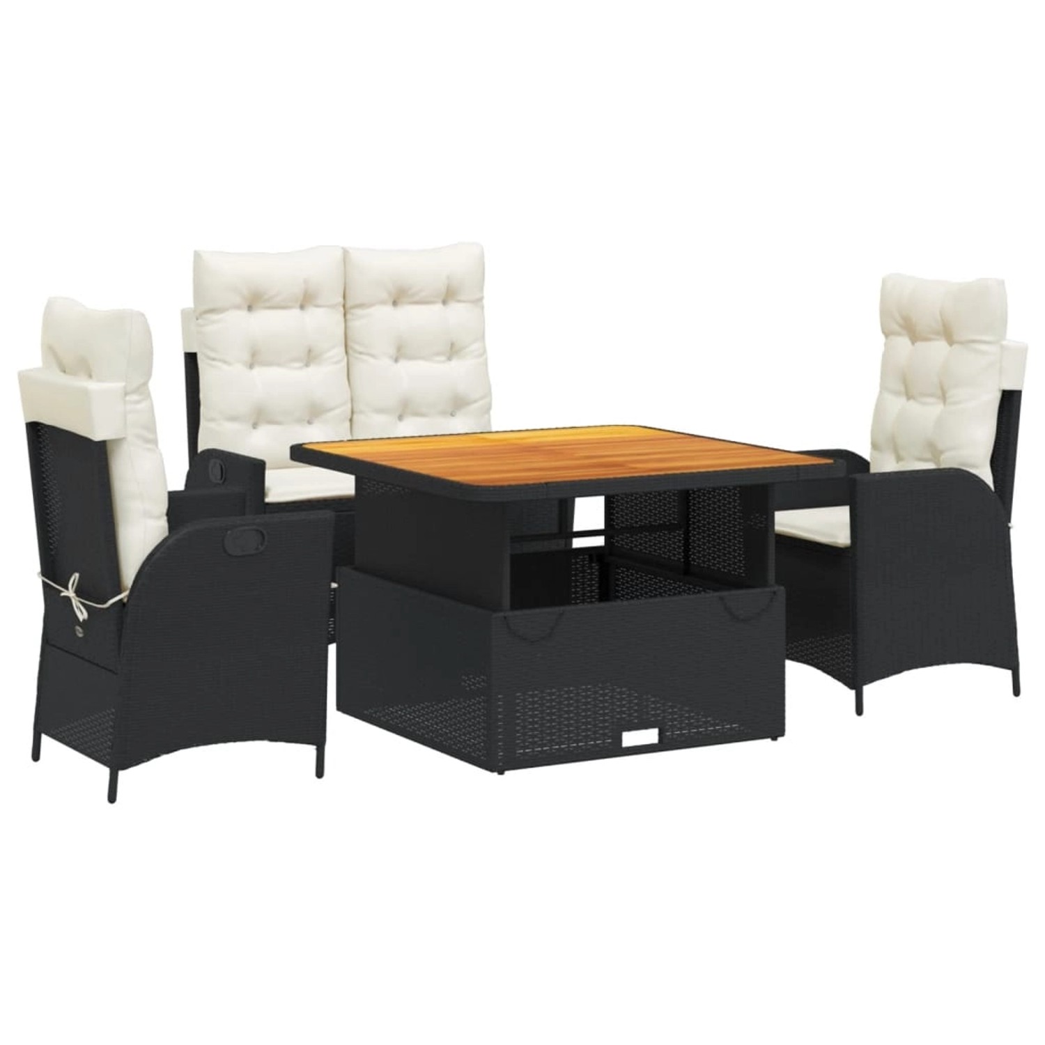 vidaXL 4-tlg. Garten-Essgruppe mit Kissen Schwarz Poly Rattan vidaXL 4-tlg. Garten-Essgruppe mit Kissen Schwarz Poly Rattan von VIDAXL