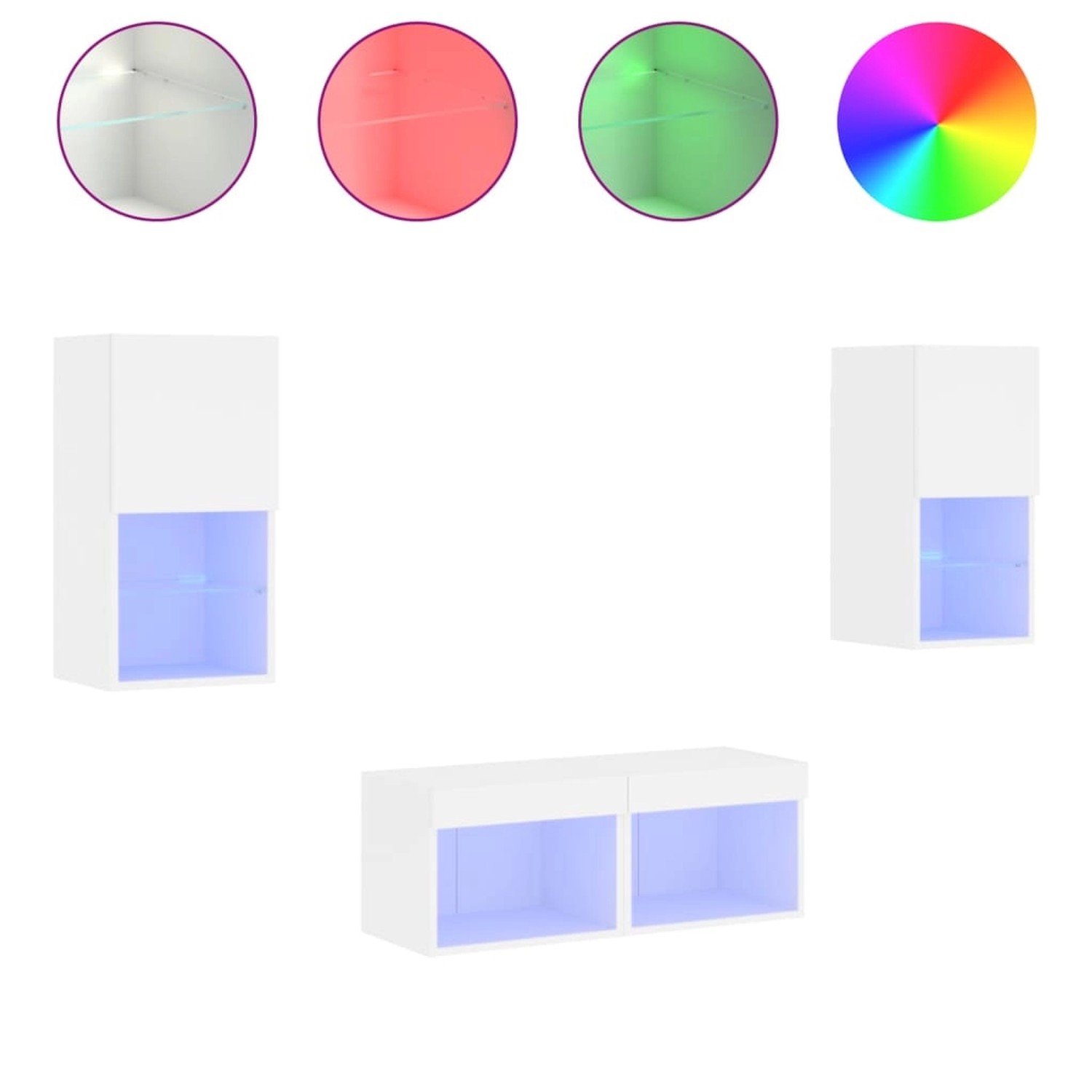 vidaXL 4-tlg. TV-Wohnwand mit LED-Leuchten Weiß Modell 1 vidaXL 4-tlg. TV-Wohnwand mit LED-Leuchten Weiß Modell 1 von VIDAXL