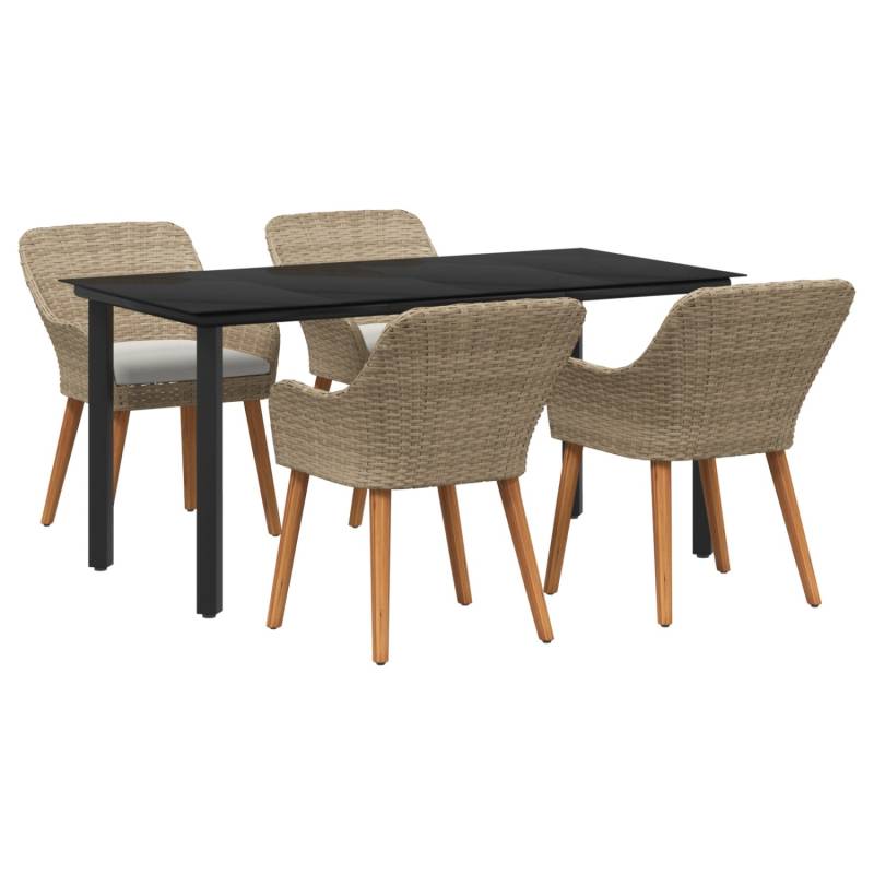 vidaXL 5-Teilige Garten Essgruppe Beige Poly Rattan 3261701 von VIDAXL