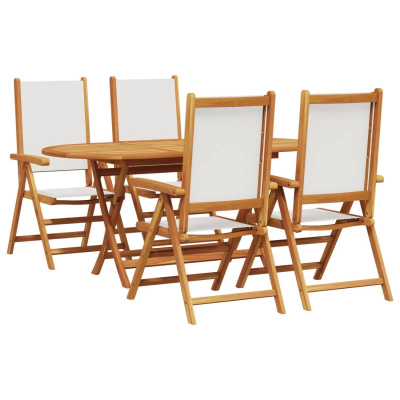 vidaXL 5-Teilige Garten Essgruppe Creme Weiß Massivholz Akazie 3375742 von VIDAXL
