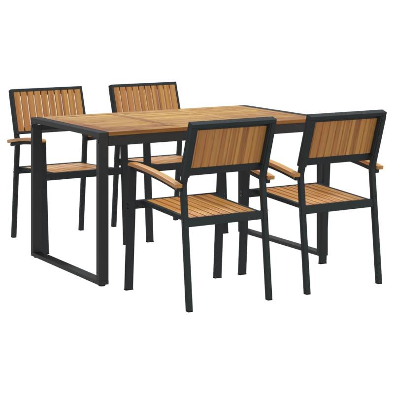 vidaXL 5-Teilige Garten-Essgruppe aus Massivem Holz Akazie und Metall 3284383 von VIDAXL
