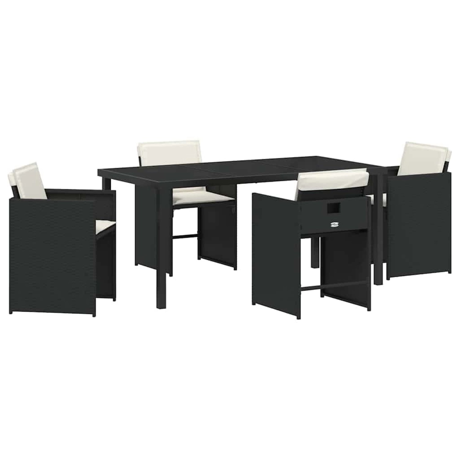 vidaXL 5-Teilige Garten-Essgruppe mit Kissen Schwarz Poly Rattan 3379974 vidaXL 5-Teilige Garten-Essgruppe mit Kissen Schwarz Poly Rattan 3379974 von VIDAXL