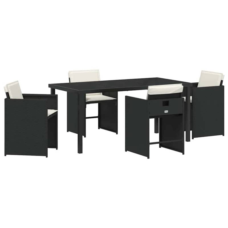 vidaXL 5-Teilige Garten-Essgruppe mit Kissen Schwarz Poly Rattan 3379974 vidaXL 5-Teilige Garten-Essgruppe mit Kissen Schwarz Poly Rattan 3379974 von VIDAXL