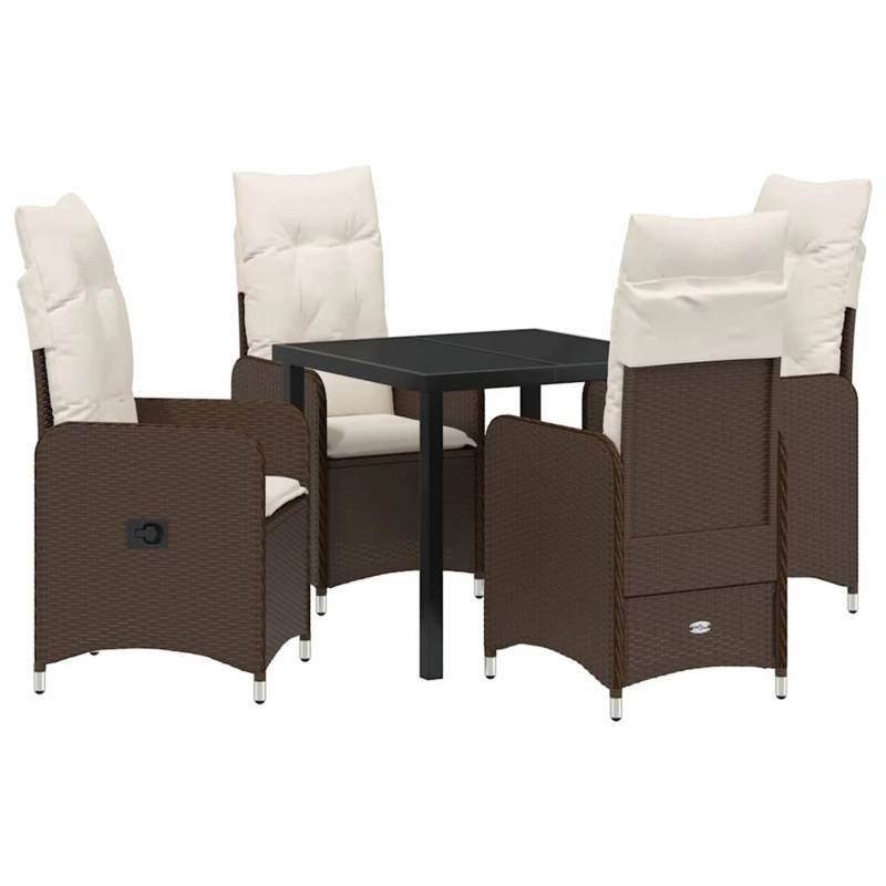 vidaXL 5-Teilige Garten Essgruppe mit Kissen in Braun aus Poly Rattan 3379640 vidaXL 5-Teilige Garten Essgruppe mit Kissen in Braun aus Poly Rattan 3379640 von VIDAXL