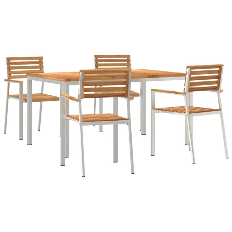vidaXL 5-Teilige Garten Esstisch Set aus Massivem Teakholz 3334783 von VIDAXL