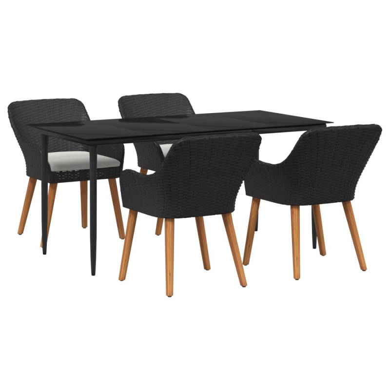 vidaXL 5-Teiliges Garten-Dining-Set Schwarz Poly-Rattan 3261666 von VIDAXL