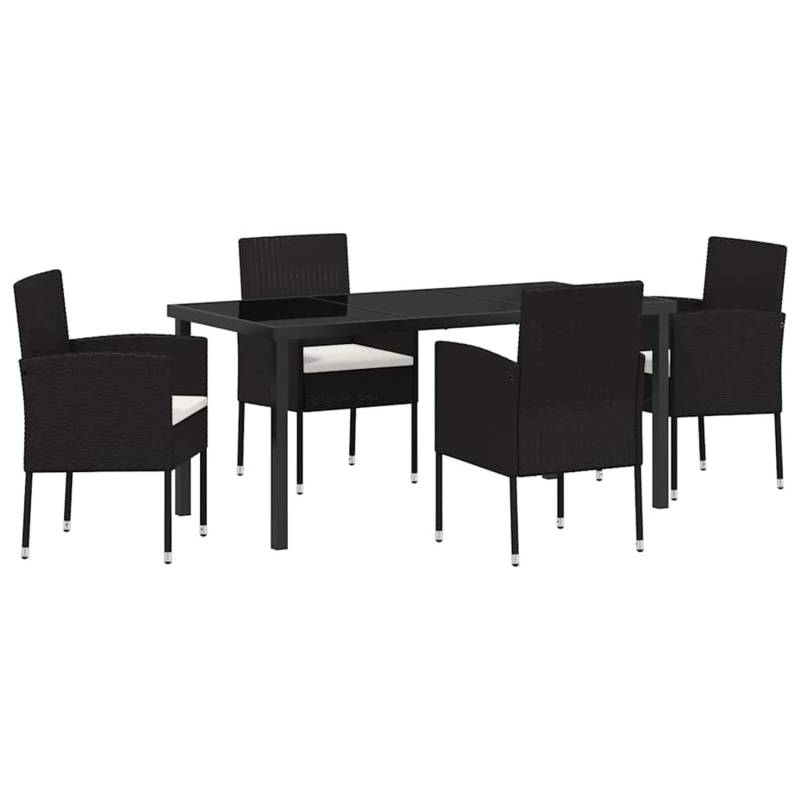 vidaXL 5-Teiliges Garten-Ess-Set mit Kissen Schwarz Poly Rattan 3379922 vidaXL 5-Teiliges Garten-Ess-Set mit Kissen Schwarz Poly Rattan 3379922 von VIDAXL