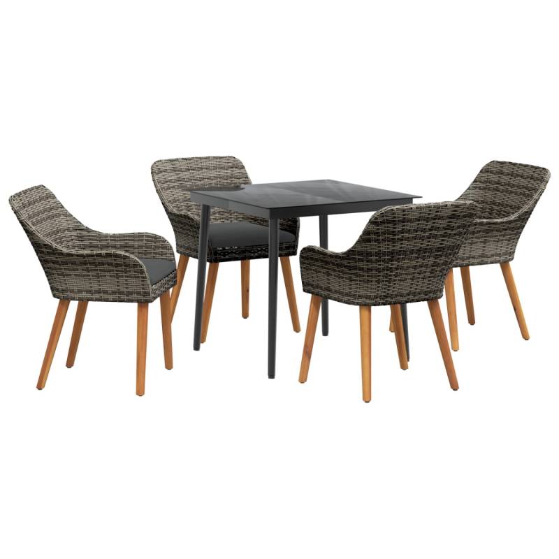 vidaXL 5-Teiliges Garten-Essgruppe Grau Poly-Rattan 3261678 von VIDAXL