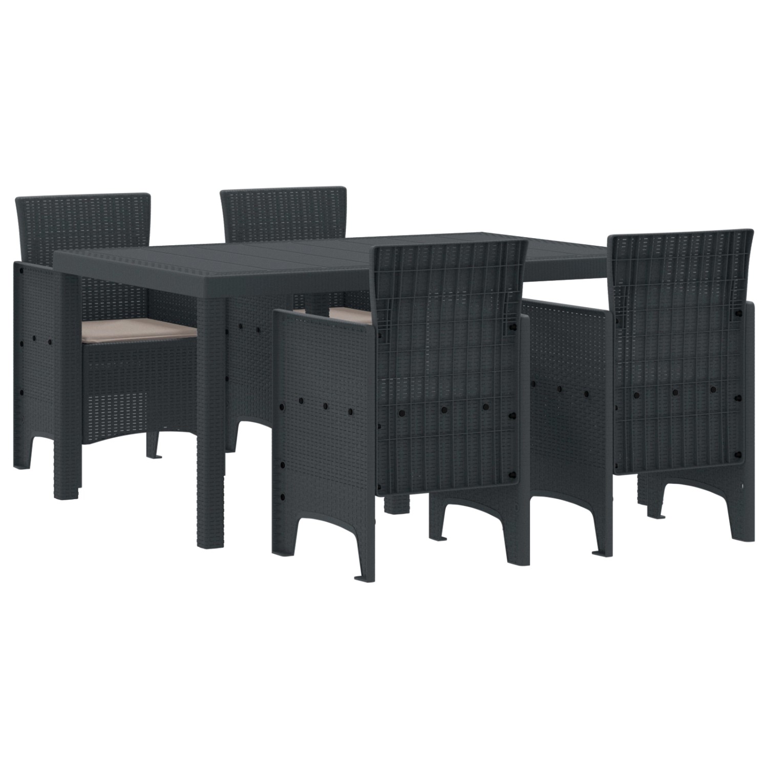 vidaXL 5-Teiliges Garten Essgruppe mit Kissen Anthrazit Poly Rattan 3378693 vidaXL 5-Teiliges Garten Essgruppe mit Kissen Anthrazit Poly Rattan 3378693 von VIDAXL