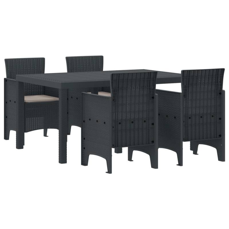 vidaXL 5-Teiliges Garten Essgruppe mit Kissen Anthrazit Poly Rattan 3378693 von VIDAXL