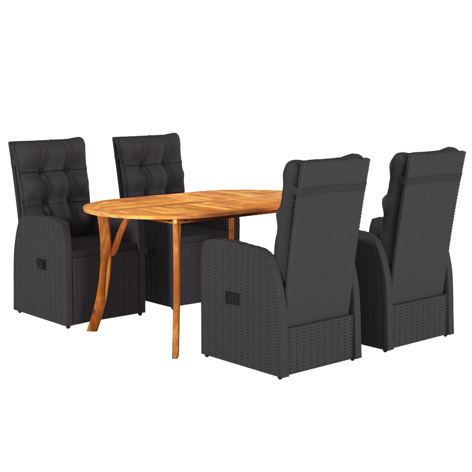 vidaXL 5-Teiliges Garten-Essgruppe mit Kissen Schwarz Poly Rattan Akazie 3172824 vidaXL 5-Teiliges Garten-Essgruppe mit Kissen Schwarz Poly Rattan Akazie 3172824 von VIDAXL