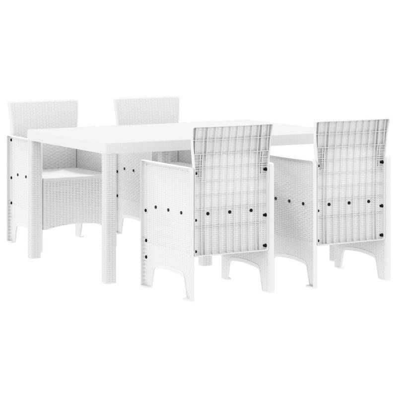 vidaXL 5-Teiliges Garten Essset Weiß Poly-Rattan 3378702 von VIDAXL