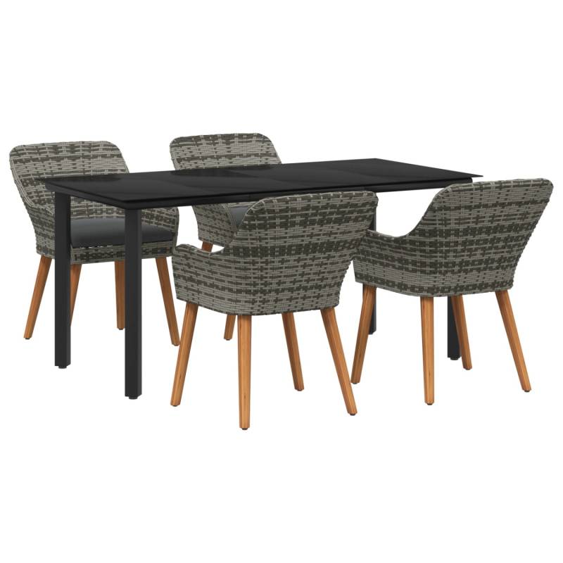 vidaXL 5-Teiliges Garten-Essset in Grau Poly Rattan 3261687 von VIDAXL
