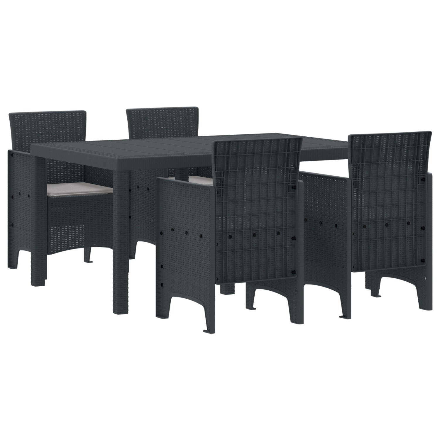 vidaXL 5-Teiliges Garten Essset mit Kissen Anthrazit Poly-Rattan 3378694 von VIDAXL