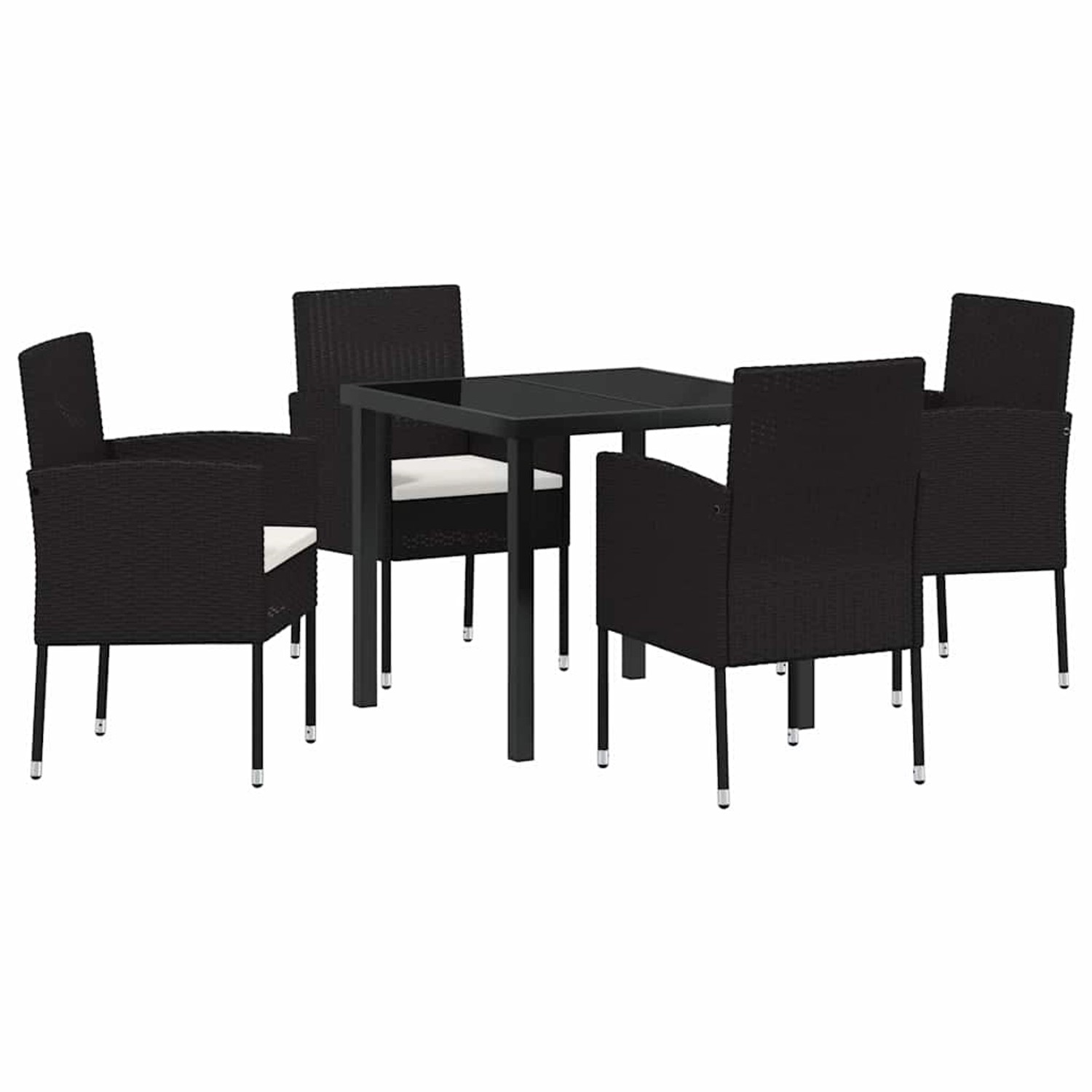 vidaXL 5-Teiliges Garten-Essstuhl-Set mit Kissen Schwarz Poly Rattan 3379920 vidaXL 5-Teiliges Garten-Essstuhl-Set mit Kissen Schwarz Poly Rattan 3379920 von VIDAXL