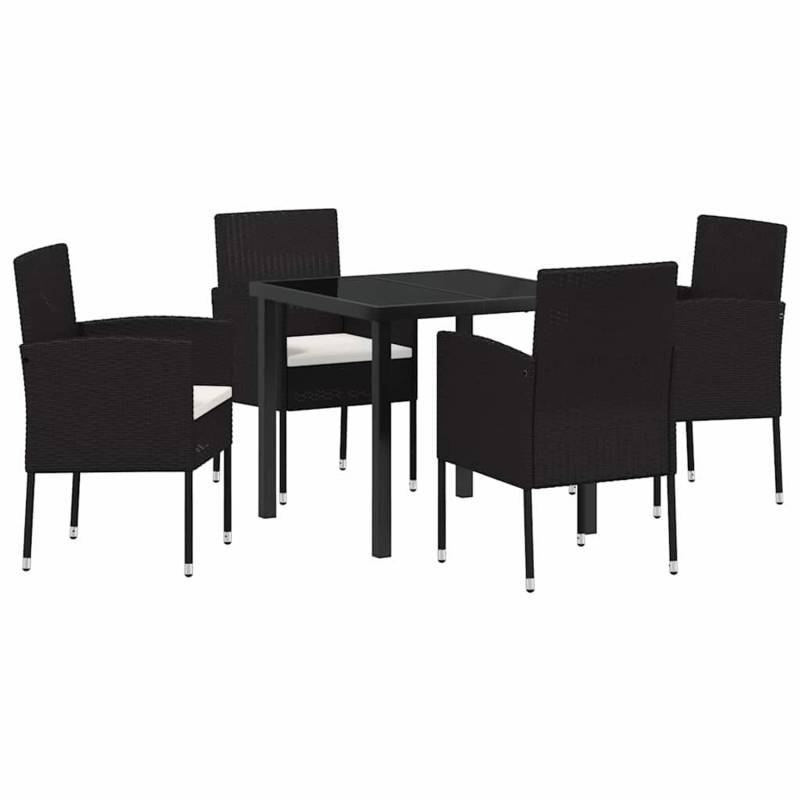 vidaXL 5-Teiliges Garten-Essstuhl-Set mit Kissen Schwarz Poly Rattan 3379920 vidaXL 5-Teiliges Garten-Essstuhl-Set mit Kissen Schwarz Poly Rattan 3379920 von VIDAXL