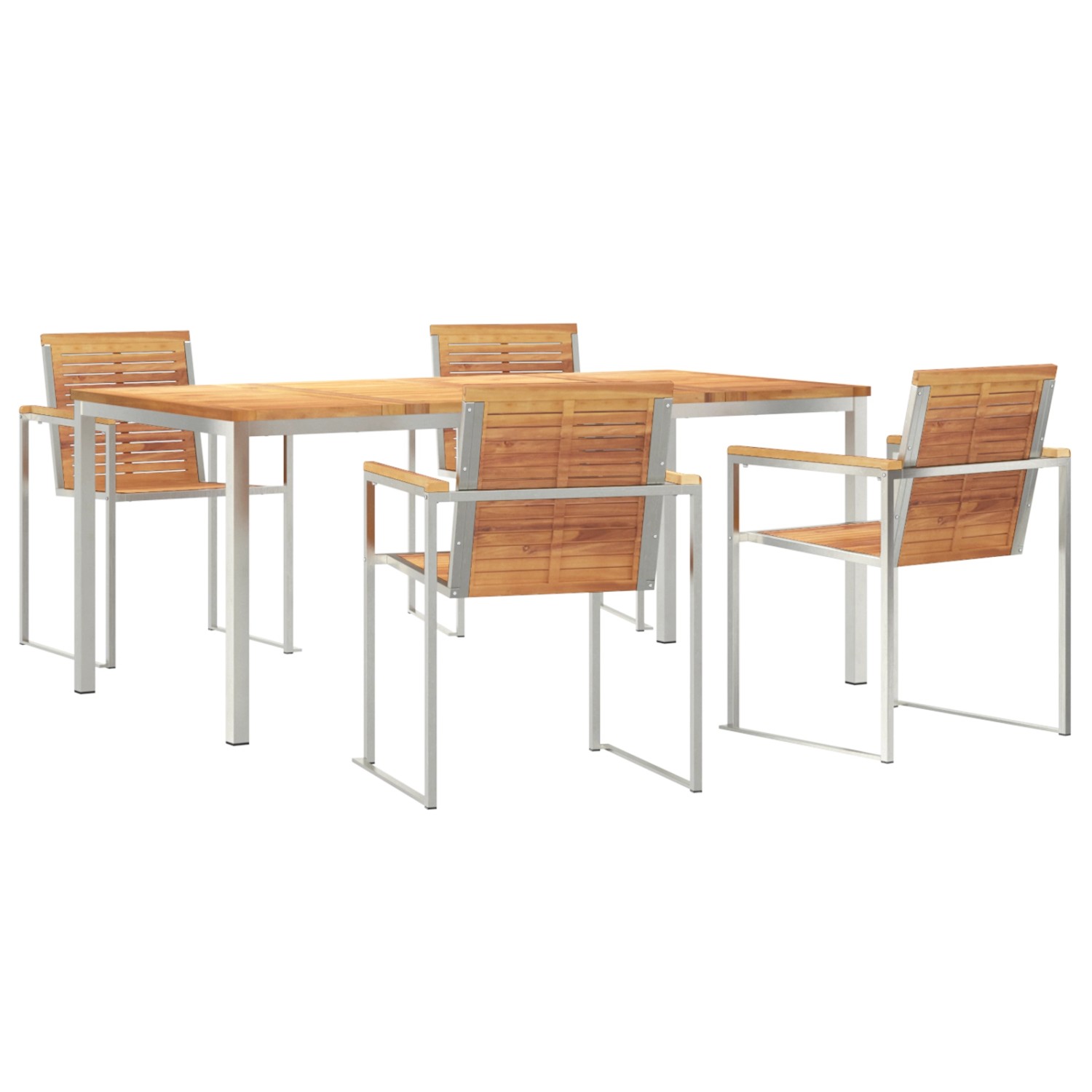 vidaXL 5-Teiliges Garten Esstisch Set aus Massivem Teakholz 3334825 von VIDAXL