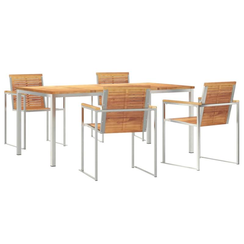 vidaXL 5-Teiliges Garten Esstisch Set aus Massivem Teakholz 3334825 von VIDAXL