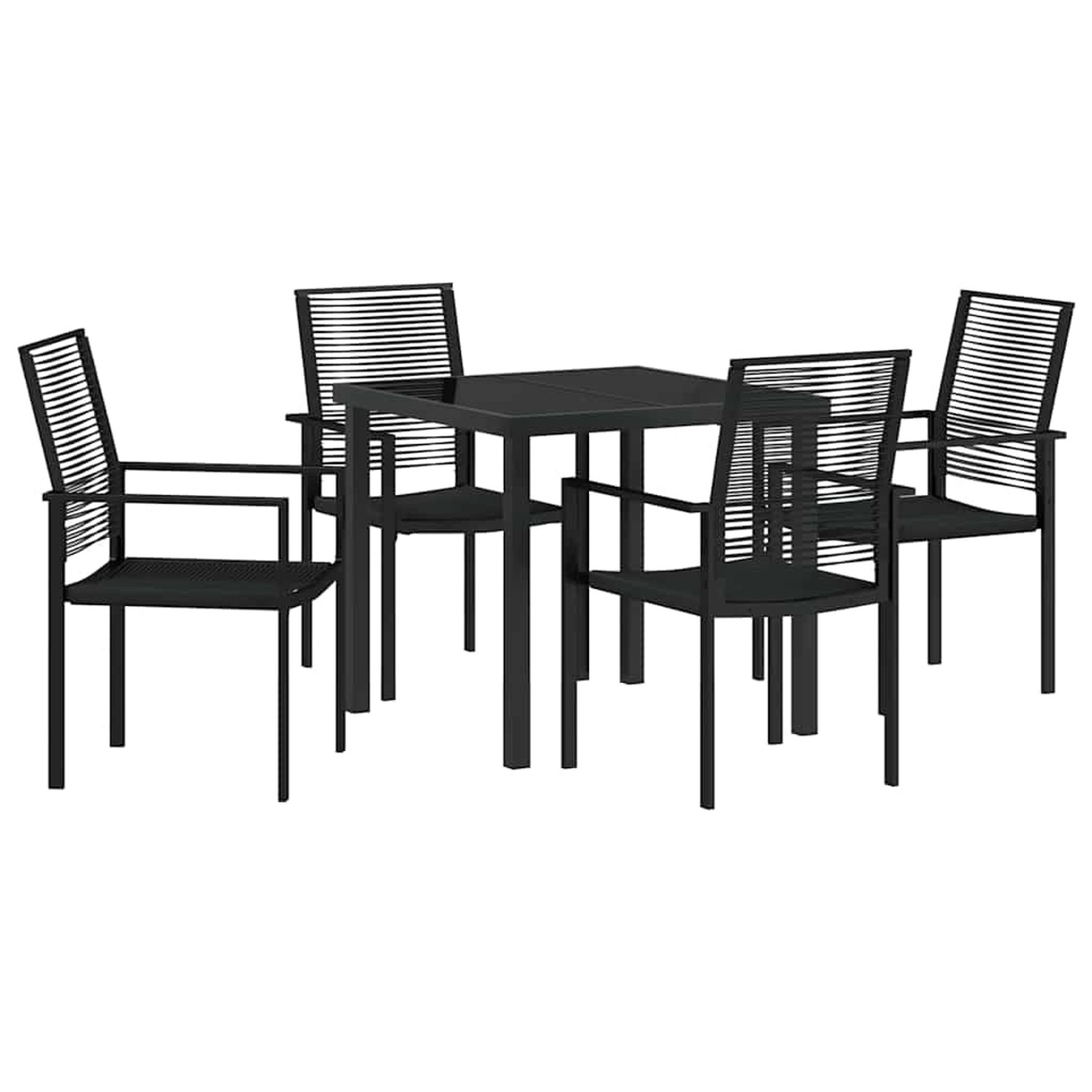 vidaXL 5-Teiliges Garten-Esstisch-Set in Schwarz aus PVC-Rattan 3379164 vidaXL 5-Teiliges Garten-Esstisch-Set in Schwarz aus PVC-Rattan 3379164 von VIDAXL