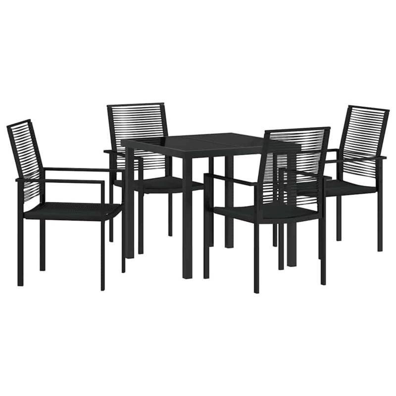 vidaXL 5-Teiliges Garten-Esstisch-Set in Schwarz aus PVC-Rattan 3379164 vidaXL 5-Teiliges Garten-Esstisch-Set in Schwarz aus PVC-Rattan 3379164 von VIDAXL