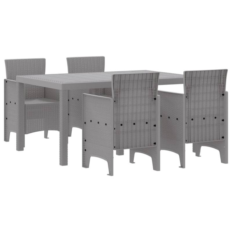 vidaXL 5-Teiliges Garten Esstischset Hellgrau Poly Rattan 3378707 von VIDAXL