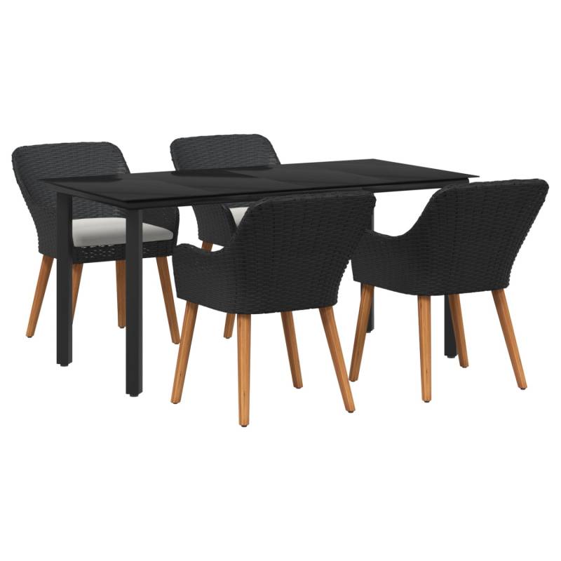 vidaXL 5-Teiliges Garten Esstischset Schwarzes Poly-Rattan 3261673 von VIDAXL
