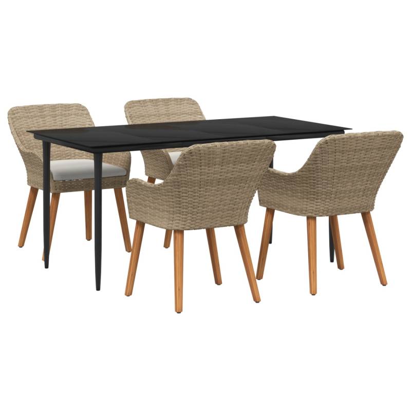 vidaXL 5-Teiliges Garten-Esszimmer-Set Beige Poly Rattan 3261694 von VIDAXL