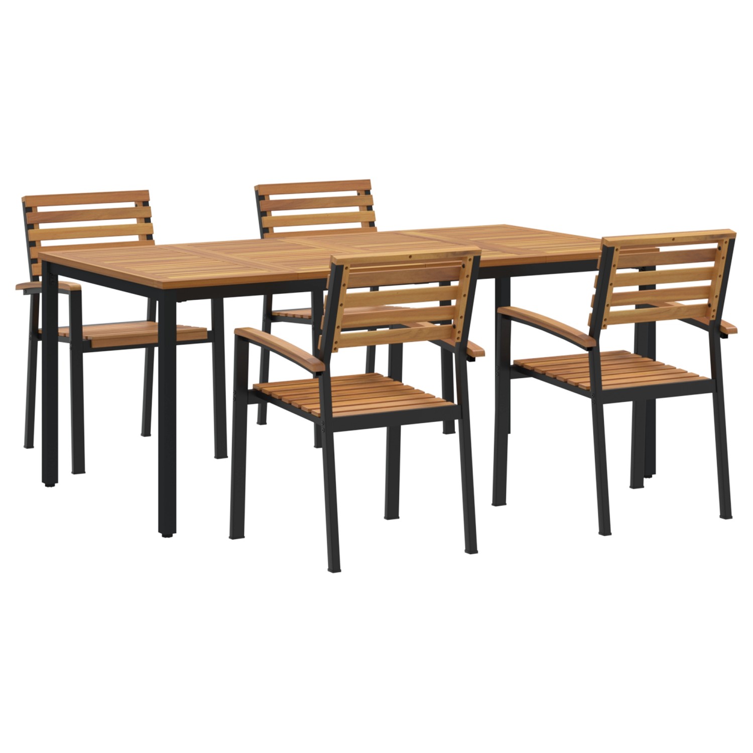 vidaXL 5-Teiliges Garten Esszimmer Set aus Akazienholz und Metall 3284401 vidaXL 5-Teiliges Garten Esszimmer Set aus Akazienholz und Metall 3284401 von VIDAXL