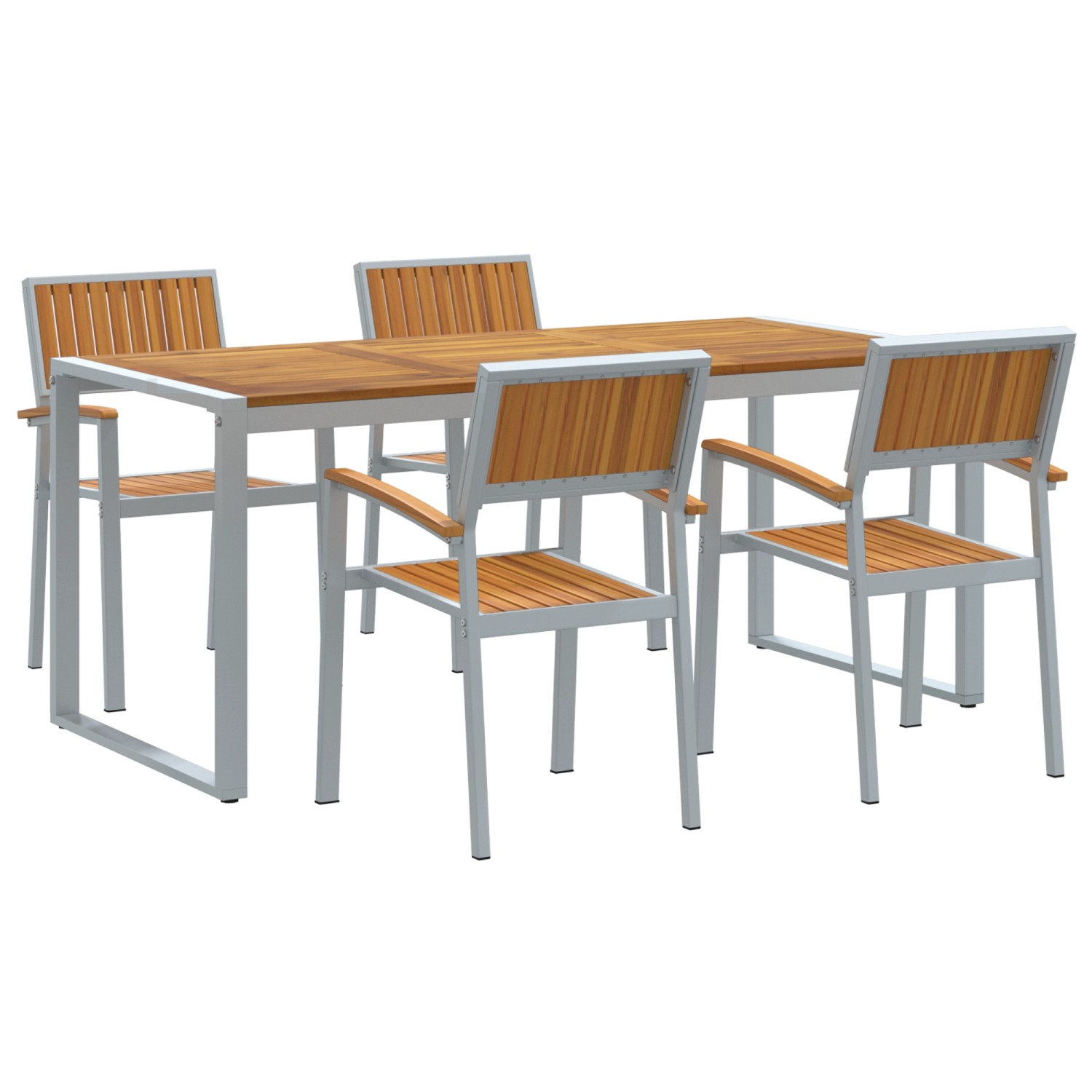 vidaXL 5-Teiliges Garten-Esszimmer-Set aus Massivem Akazienholz und Metall 3284371 vidaXL 5-Teiliges Garten-Esszimmer-Set aus Massivem Akazienholz und Metall 3284371 von VIDAXL