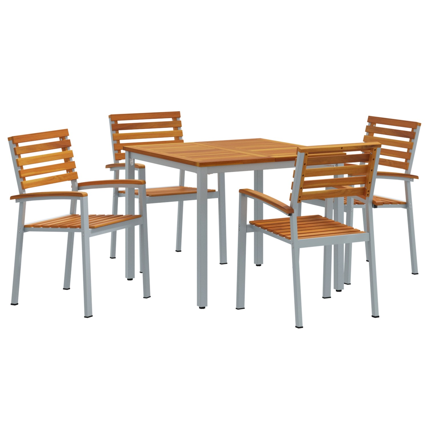 vidaXL 5-Teiliges Garten-Esszimmer-Set aus Massivem Akazienholz und Metall 3284406 vidaXL 5-Teiliges Garten-Esszimmer-Set aus Massivem Akazienholz und Metall 3284406 von VIDAXL
