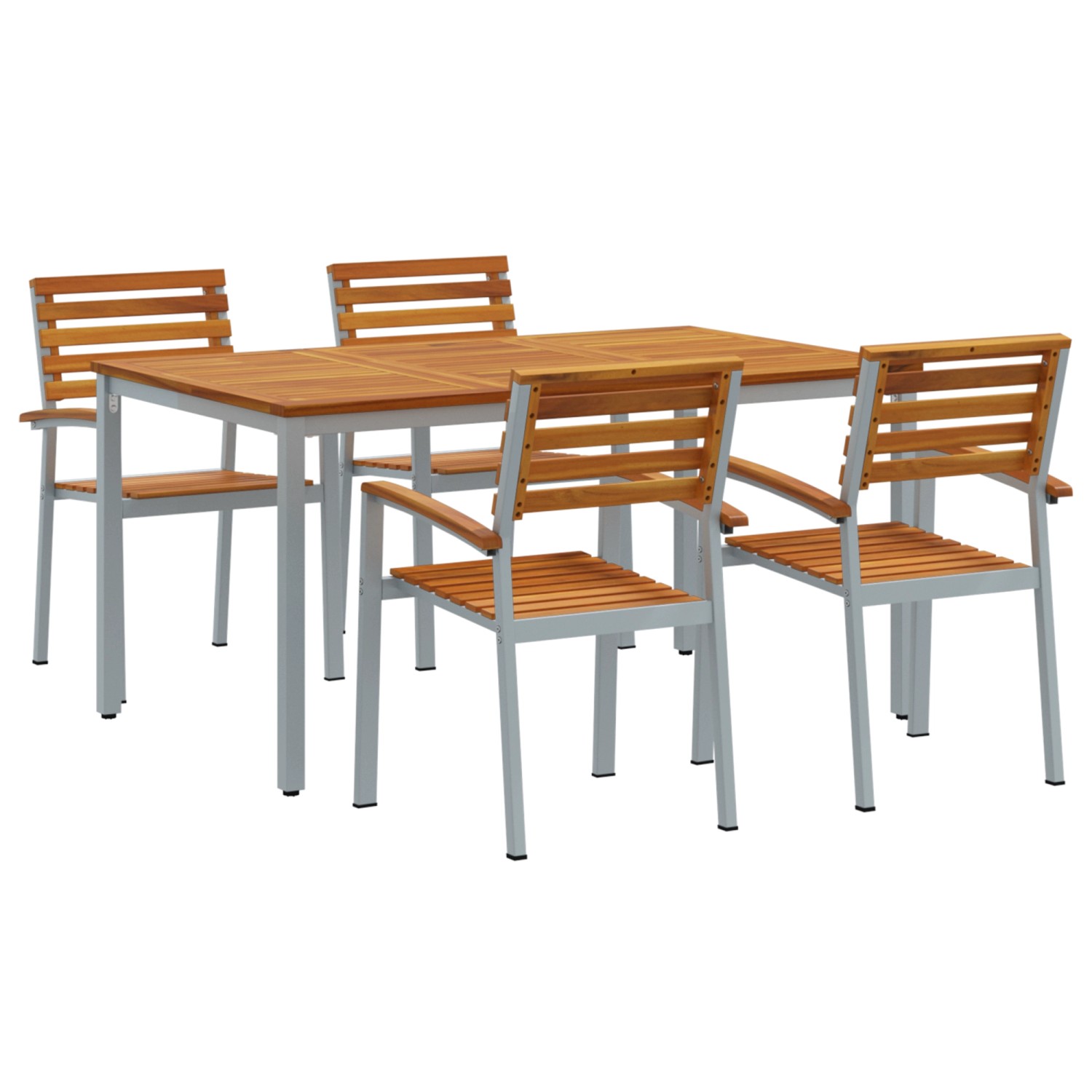 vidaXL 5-Teiliges Garten-Esszimmer-Set aus Massivem Akazienholz und Metall 3284407 vidaXL 5-Teiliges Garten-Esszimmer-Set aus Massivem Akazienholz und Metall 3284407 von VIDAXL