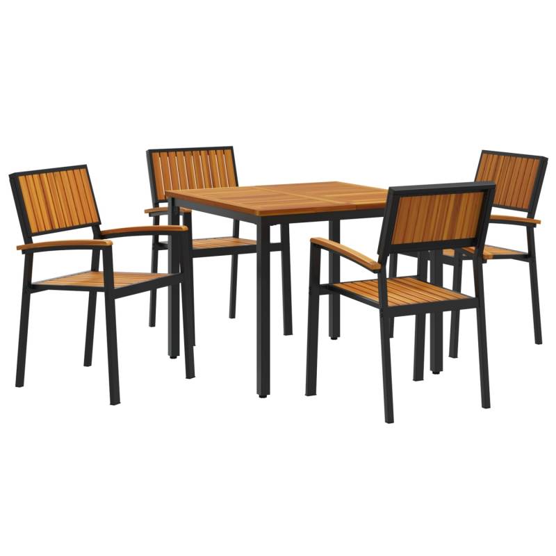 vidaXL 5-Teiliges Garten-Esszimmer Set aus Massivem Akazienholz und Metall 3284414 von VIDAXL