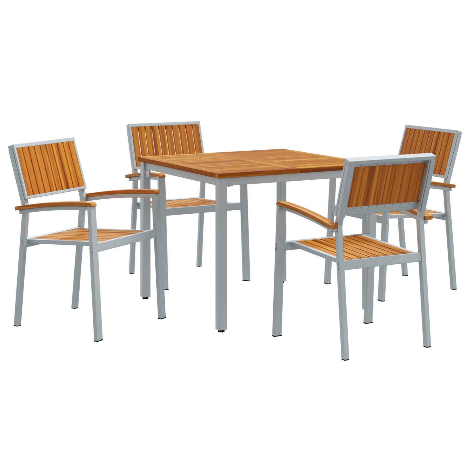 vidaXL 5-Teiliges Garten-Esszimmer-Set aus Massivem Akazienholz und Metall 3284422 vidaXL 5-Teiliges Garten-Esszimmer-Set aus Massivem Akazienholz und Metall 3284422 von VIDAXL