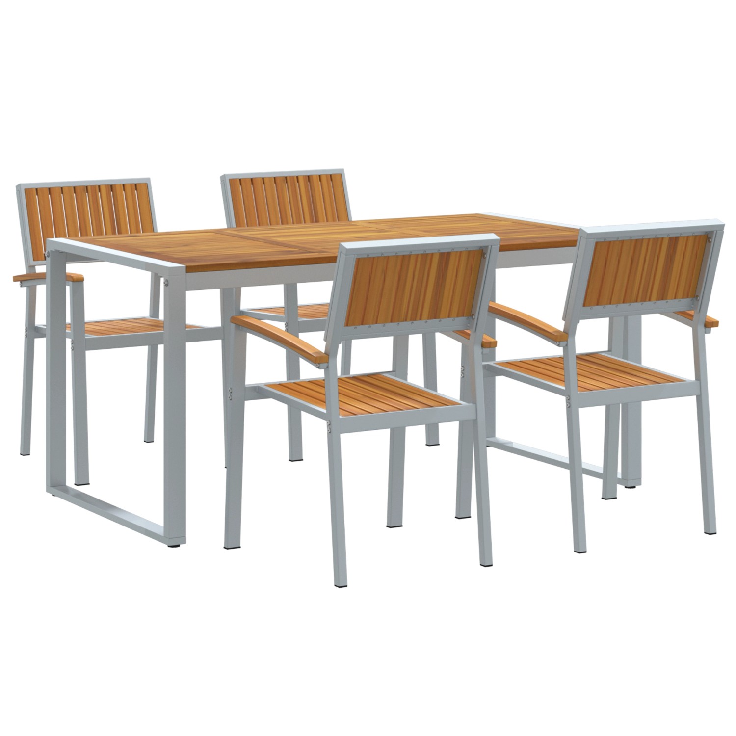 vidaXL 5-Teiliges Garten-Esszimmer Set aus Massivem Holz Akazie und Metall 3284369 vidaXL 5-Teiliges Garten-Esszimmer Set aus Massivem Holz Akazie und Metall 3284369 von VIDAXL