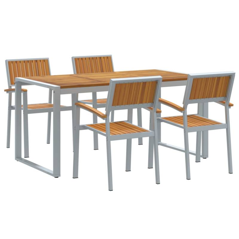 vidaXL 5-Teiliges Garten-Esszimmer Set aus Massivem Holz Akazie und Metall 3284369 von VIDAXL