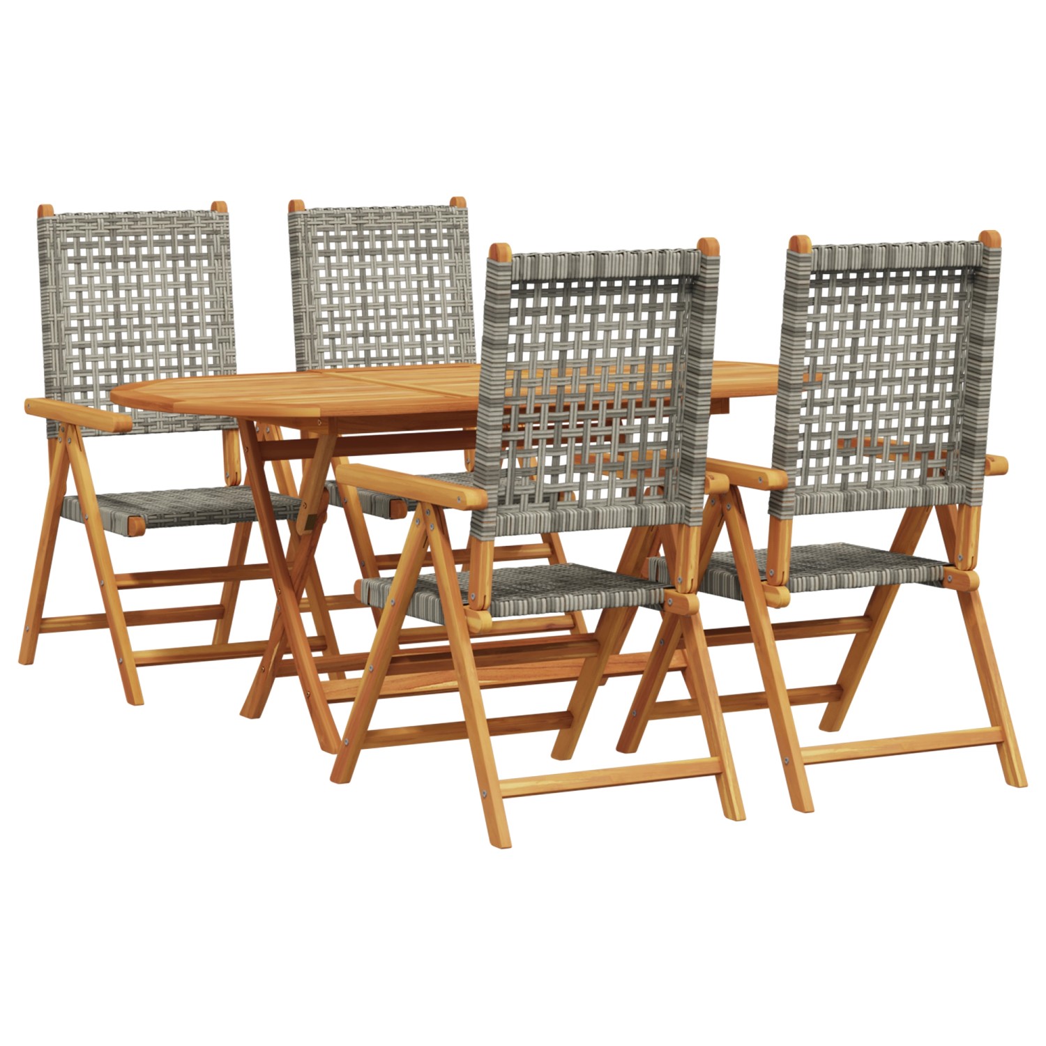 vidaXL 5-Teiliges Garten-Esszimmer-Set in Grau aus Massivem Akazienholz und Polyrattan 3375732 vidaXL 5-Teiliges Garten-Esszimmer-Set in Grau aus Massivem Akazienholz und Polyrattan 3375732 von VIDAXL