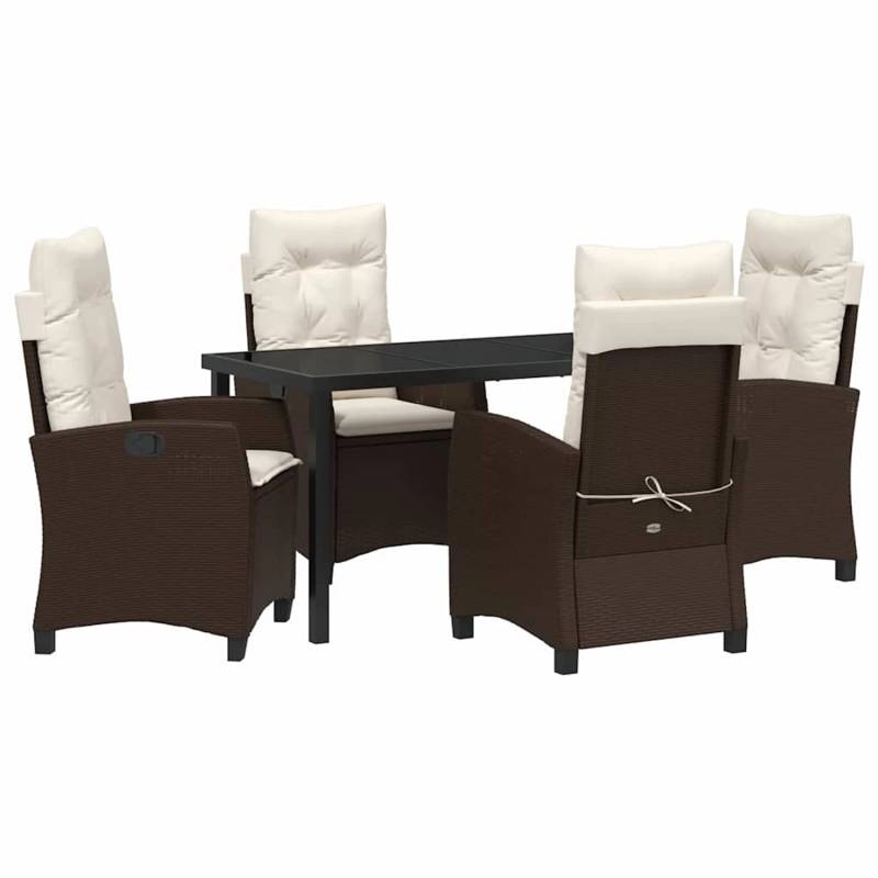 vidaXL 5-Teiliges Garten-Esszimmer-Set mit Kissen Braun aus Poly Rattan 3380381 von VIDAXL