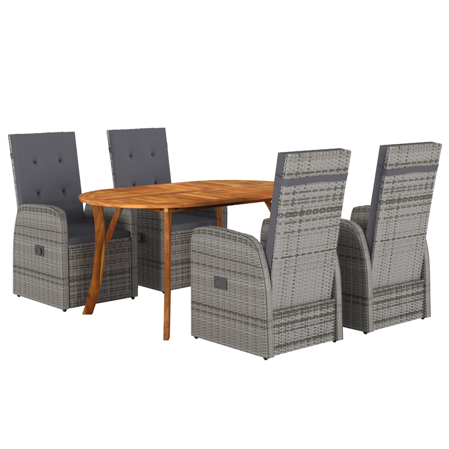 vidaXL 5-Teiliges Garten Esszimmer Set mit Kissen Grau Poly Rattan Akazie 3172815 vidaXL 5-Teiliges Garten Esszimmer Set mit Kissen Grau Poly Rattan Akazie 3172815 von VIDAXL