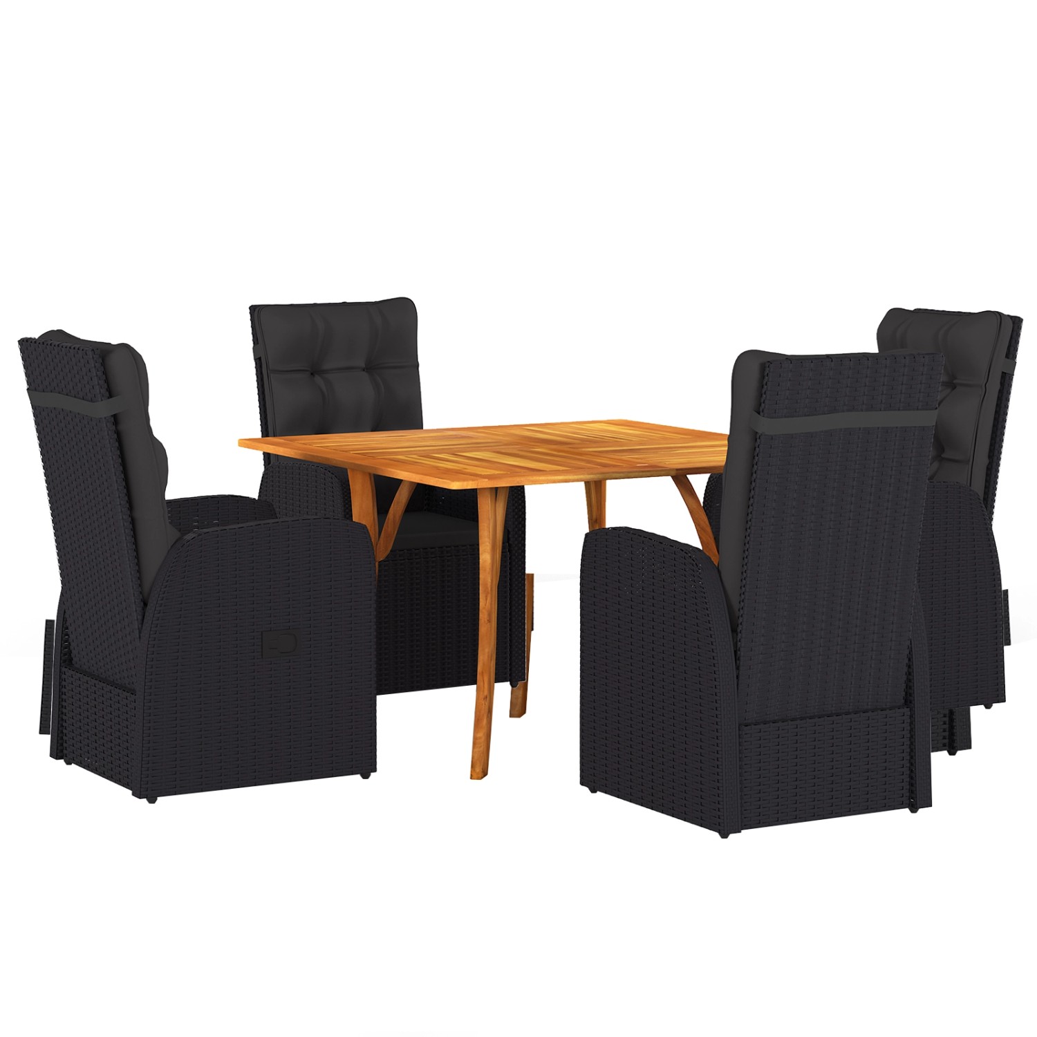 vidaXL 5-Teiliges Garten Esszimmer Set mit Kissen Schwarzes Poly-Rattan Akazie 3172823 vidaXL 5-Teiliges Garten Esszimmer Set mit Kissen Schwarzes Poly-Rattan Akazie 3172823 von VIDAXL