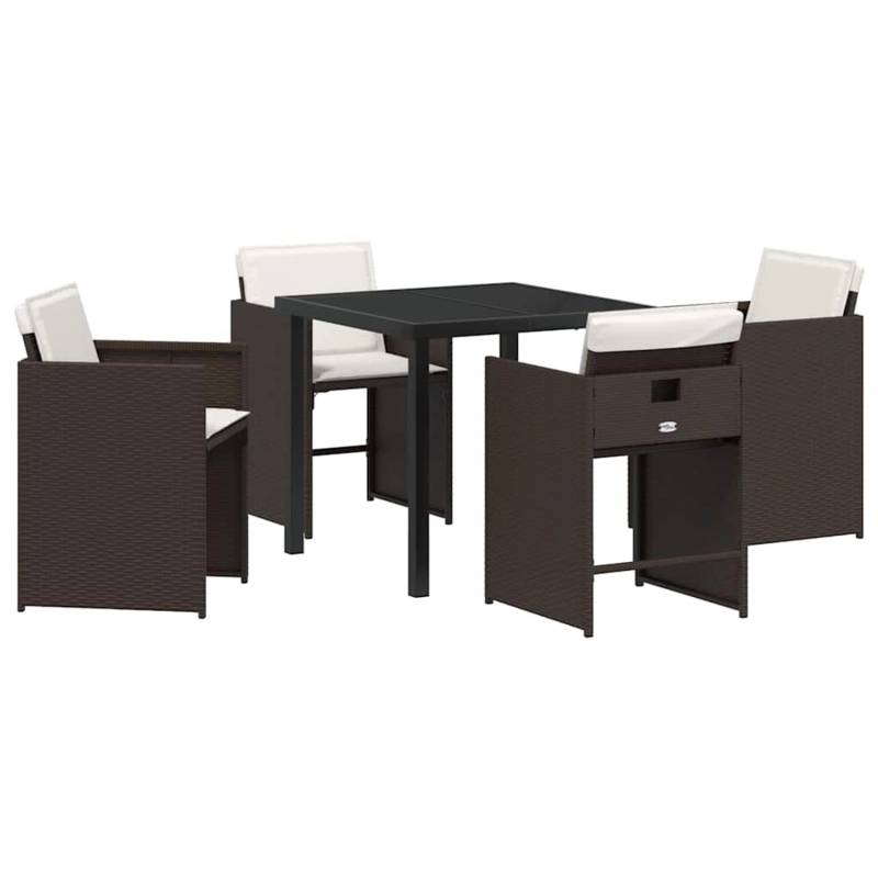 vidaXL 5-Teiliges Garten-Esszimmermöbel-Set mit Kissen in Braun aus Poly Rattan 3379984 von VIDAXL