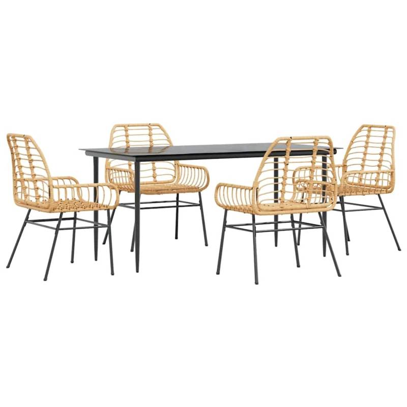vidaXL 5-Teiliges Garten-Esszimmerset Braun Poly Rattan Glas 3334446 von VIDAXL