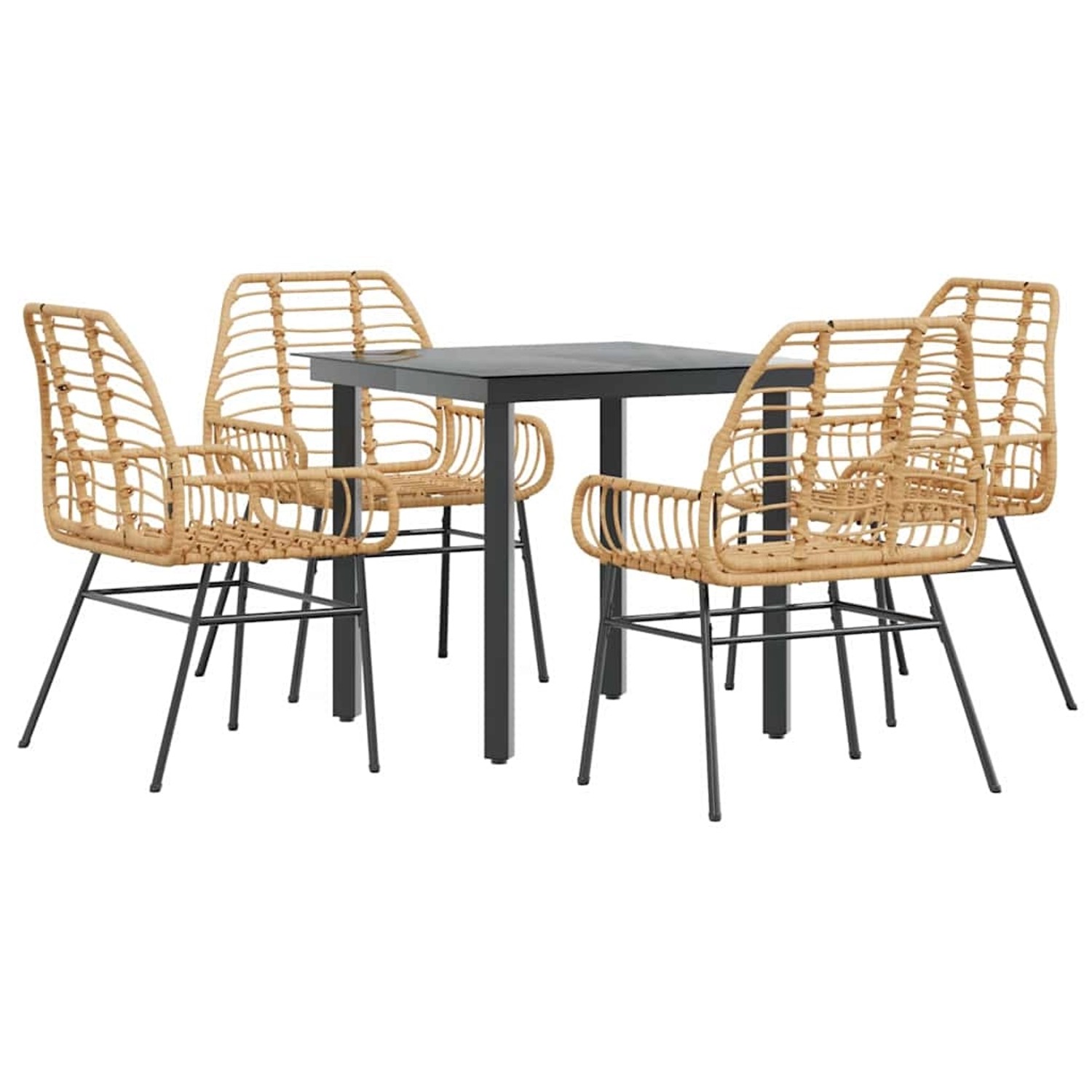 vidaXL 5-Teiliges Garten-Esszimmerset Braun Poly Rattan Glas 3334542 vidaXL 5-Teiliges Garten-Esszimmerset Braun Poly Rattan Glas 3334542 von VIDAXL