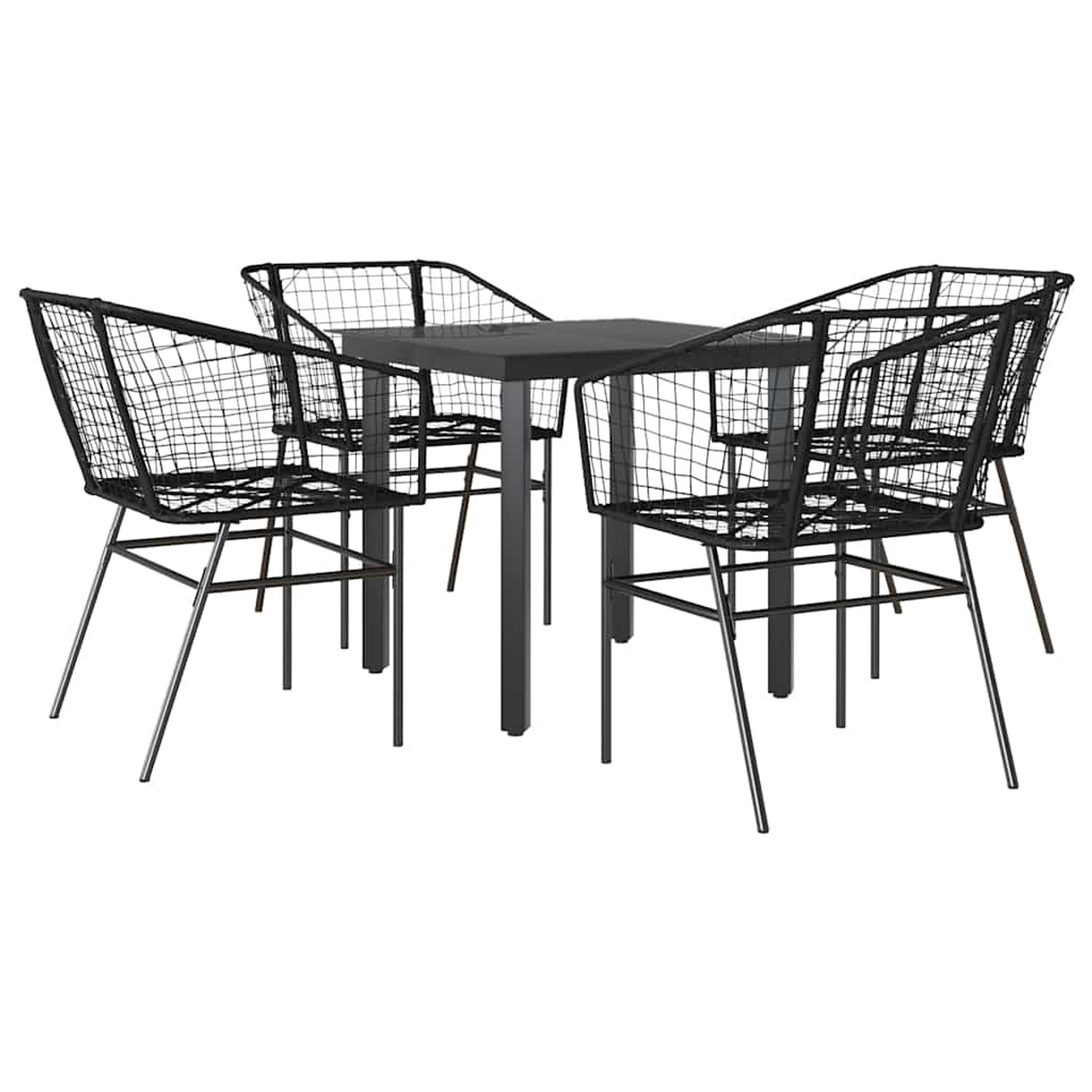 vidaXL 5-Teiliges Garten-Esszimmerset Schwarz Poly Rattan Glas 3334584 von VIDAXL